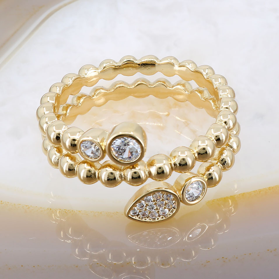 Inel Placat cu Aur Galben 22K model Bobite si Cristale Zirconia cod 1489