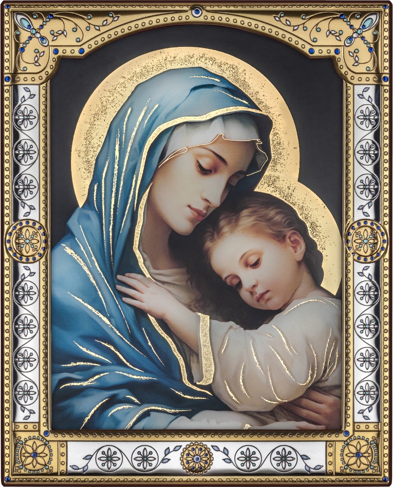 Icoana Madonna Placata cu Argint 23,7X29,2 rama Auriu - Color