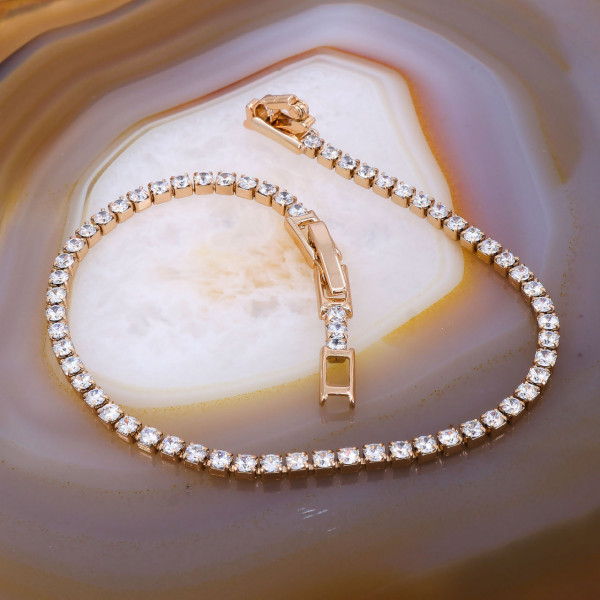 Bratara Placata cu Aur Rose model Tennis cu Cristale Zirconia c1511