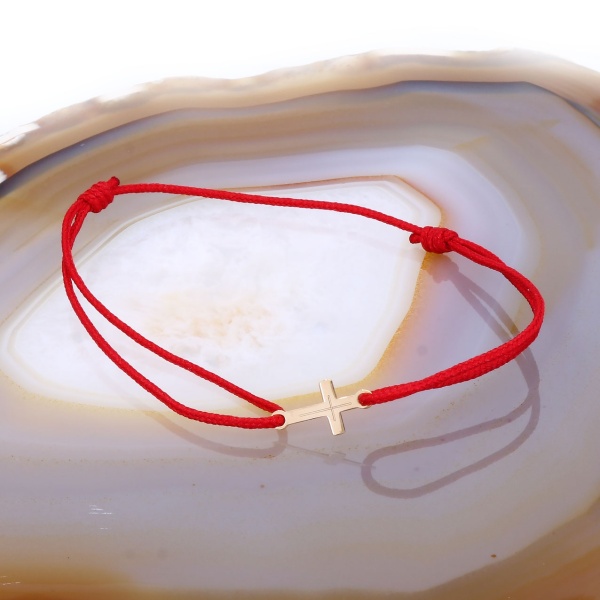 Bratara snur cu Pandantiv din Aur 14K 585 model Cruce au688