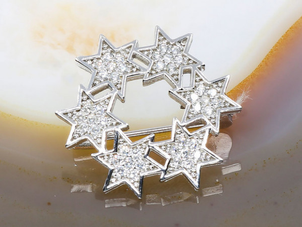 Brosa din Argint model Stele cu Cristale Zirconia ab227