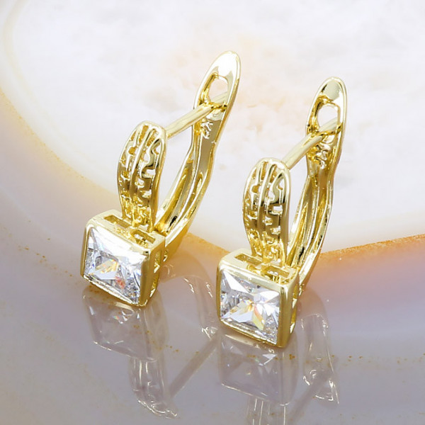 Cercei cu perla Placati cu Aur 22k model Cristal Zirconia cod 3296