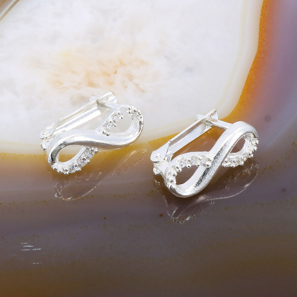 Cercei din Argint 925 model Infinit cu Cristale Zirconia Albe Clare 2893