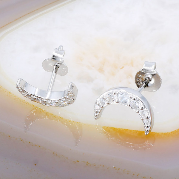 Cercei din Argint 925 model Semiluna cu Cristale Zirconia c3092