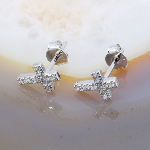 Cercei model Cruce din Argint 925 cu Cristale Zirconia 2766