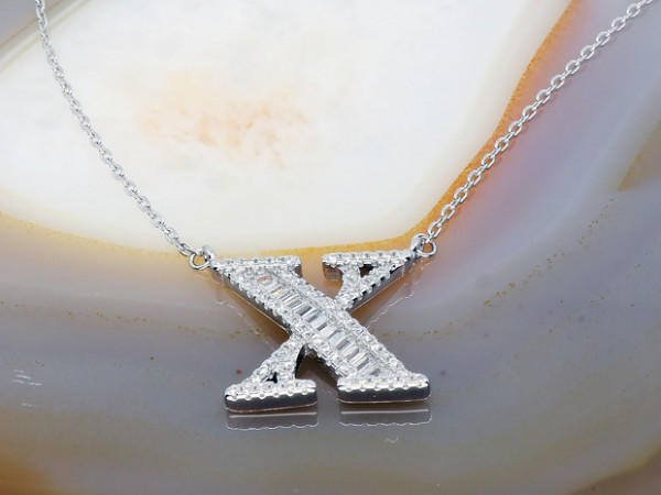 Colier din Argint 925 cu Pandantiv X si Cristale Zirconia aL1029