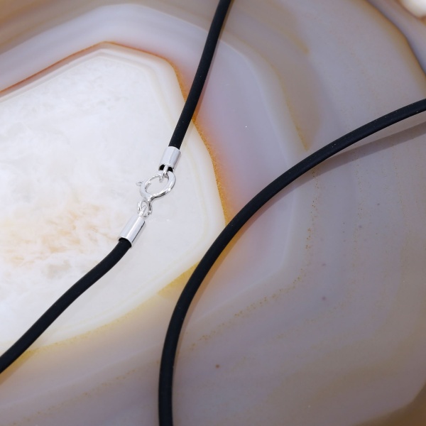 Colier din Silicon Negru cu elemente de Argint c1536