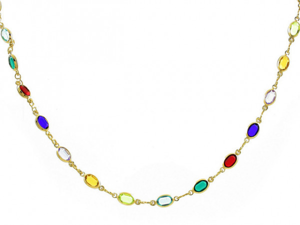 lant Placat cu Aur 18k cu Cristale Zirconiu Multicolor cod 493