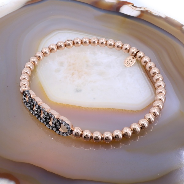 Bratara Elastica din Argint placat cu Aur Rose cu pandantiv Fantezy Crystals c3064
