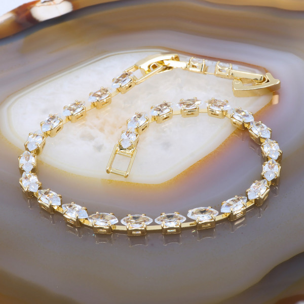 Bratara Placata cu Aur Galben presarata in intregime cu Cristale Zirconia 1382