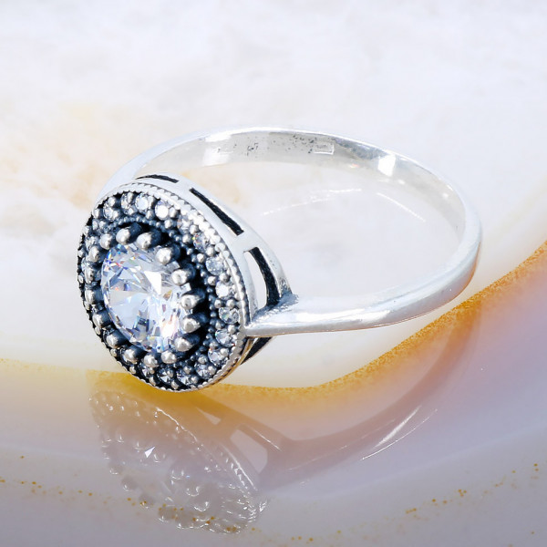Inel de Argint 925 forma Rotund cu cristale Zirconia Multifatetate 2346