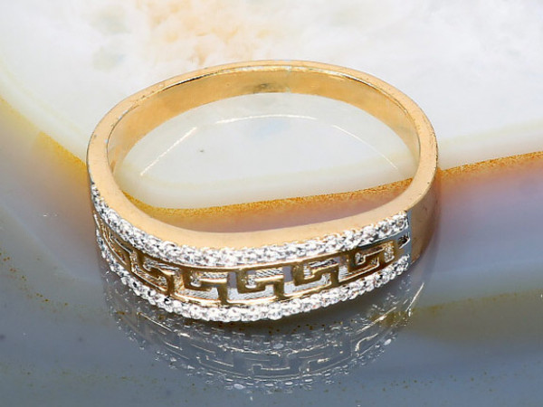 Inel Placat cu Aur model Grecesc cu Cristale Zirconia i1390