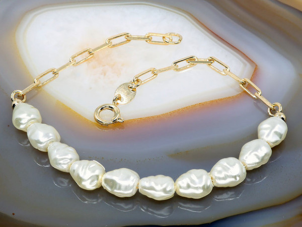 Bratara Placata cu Aur 18K model tip Perle pb1280