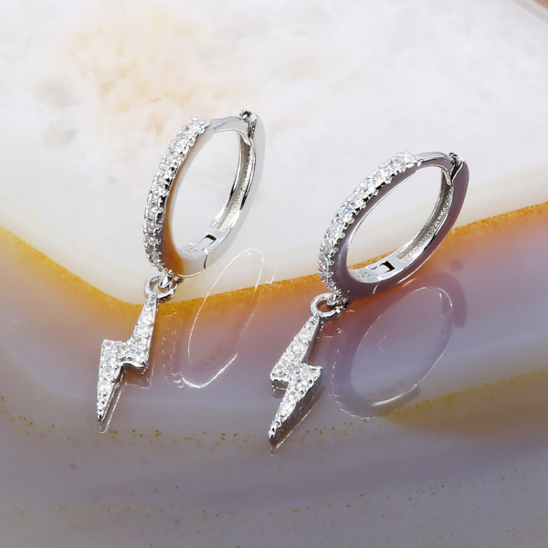 Cercei de Argint 925 model Pandantiv Fulger cu Cristale Zirconia 2742