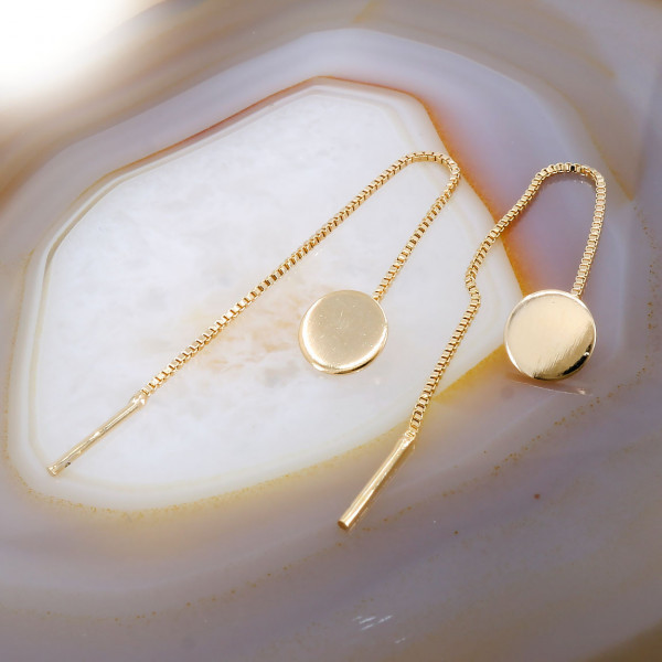 Cercei fir lung Placati cu Aur Galben 18K model rotund Oglinda cod 3400