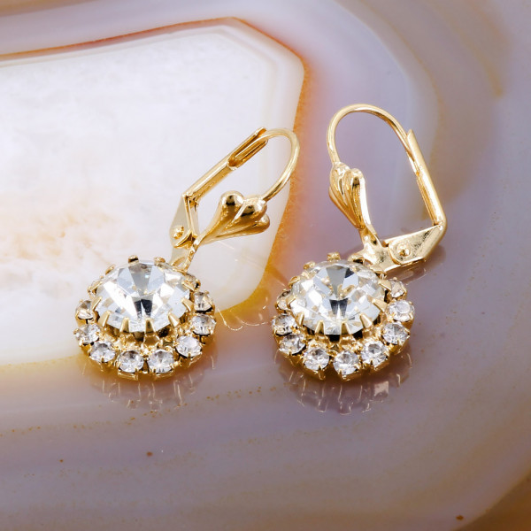 Cercei Floricica Placati cu Aur 18K cu Cristale Zircon c3541