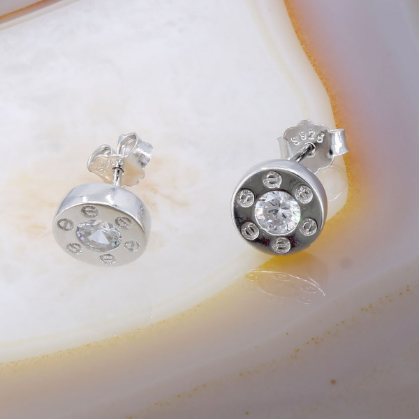 Cercei Rotunzi din Argint 925 cu Cristale Zirconia cod 3351