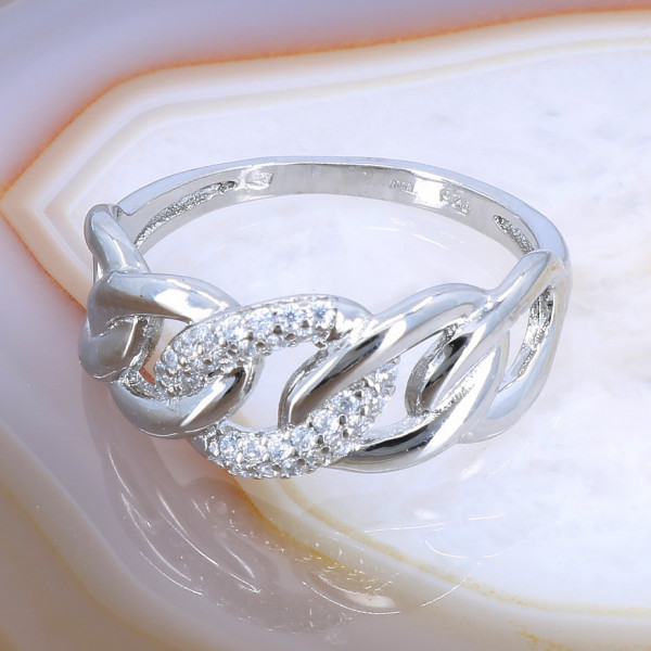 Inel de Argint 925 model Impletit cu Cristale Zirconia Albe Clare 2289