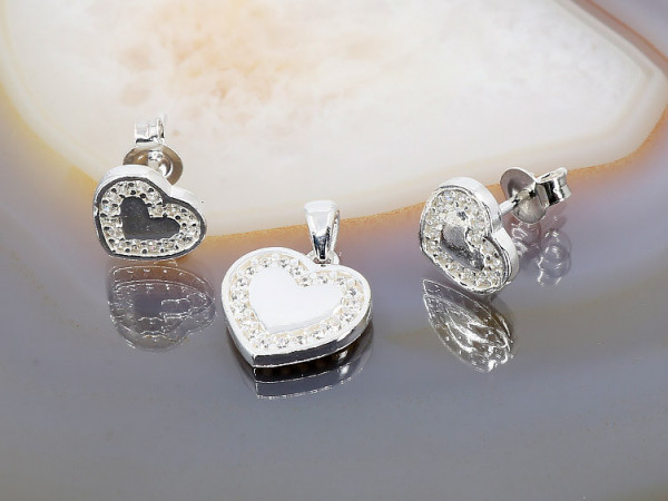 Set de Argint 925 model Inima cu Cristale zirconia 1346