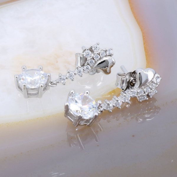 Cercei din Argint 925 model Inimioara cu Cristale cod 3334