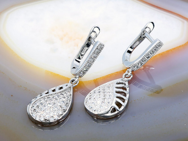 Cercei din Argint 925 model Lacrima cu Cristale Zirconia
