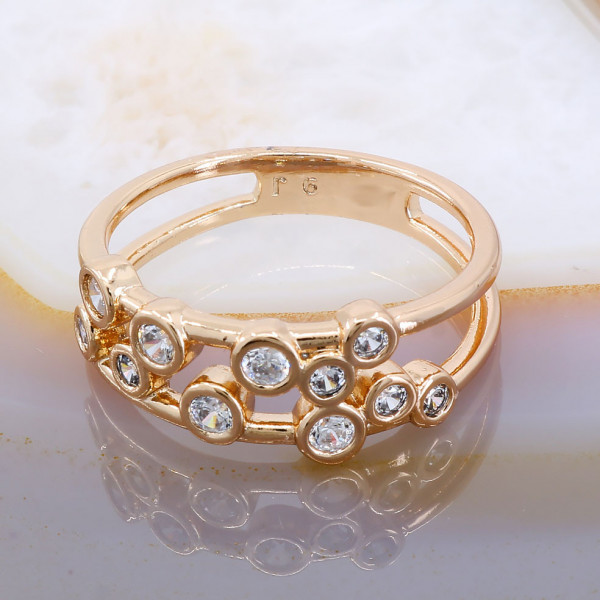 Inel Placat cu Aur Rose model cu Cristale Zirconia cod 1490