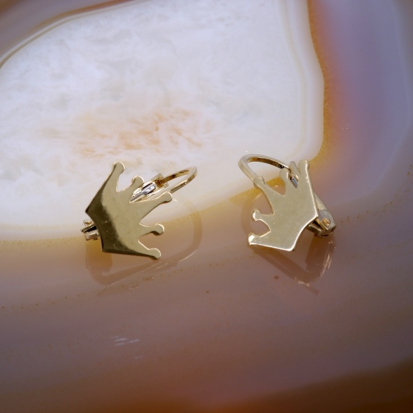 Cercei Crown din Aur 14K 585 cu Reflexii Oglinda c776