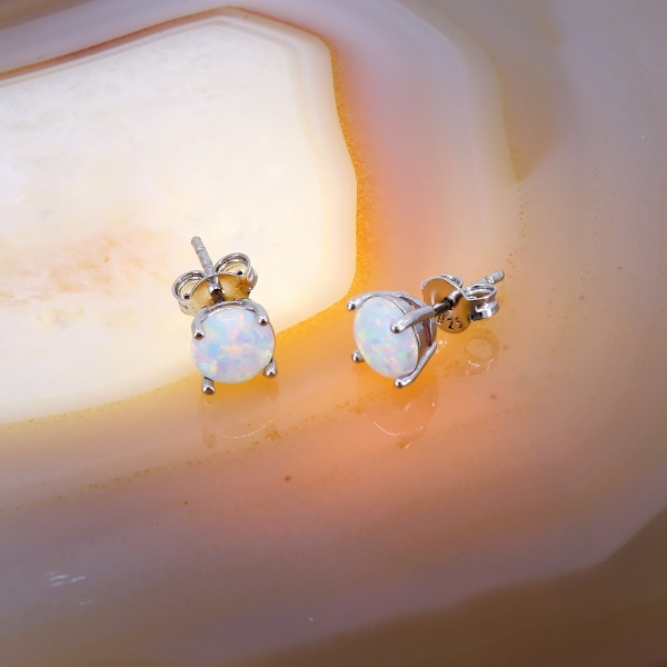 Cercei de Argint cu Piatra Opal Alb c3853