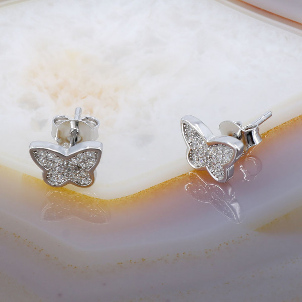 Cercei din Argint 925 model Fluture cu cristale Zirconia cod 3128