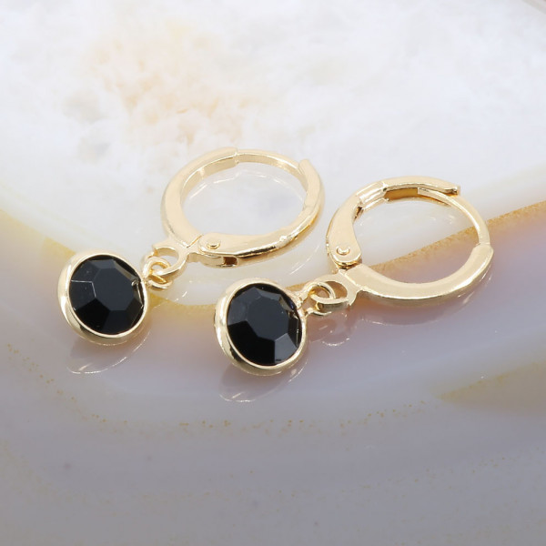 Cercei Placati cu Aur 18K model cu Cristale Negre 3188