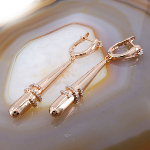 Cercei Placati cu Aur Rose cu Cristale Zirconia cod 3411