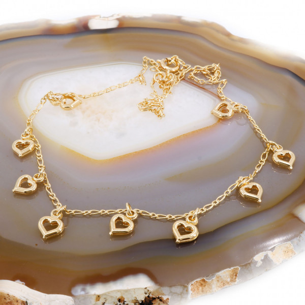 Colier cu Pandantive Inimi Placat cu Aur 18K cod 1057