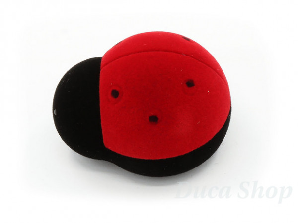 Cutie pt Inel din Catifea culoare Rosu cu Negru model Buburuza cu Deschidere c122