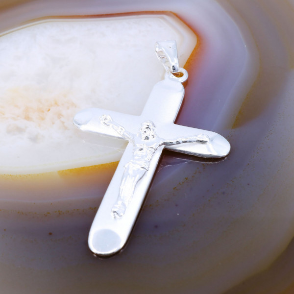 Pandantiv Cruce cu Isus din Argint 925 model Mat - Lucios cod 1081