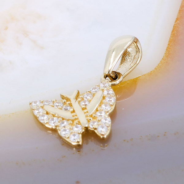 Pandantiv de Aur 14K 585 model Fluture cu Cristale Zirconia cod 527