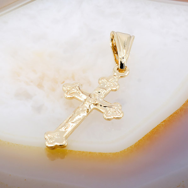 Pandantiv model Cruce cu Isus Placata cu Aur Galben 18K 522
