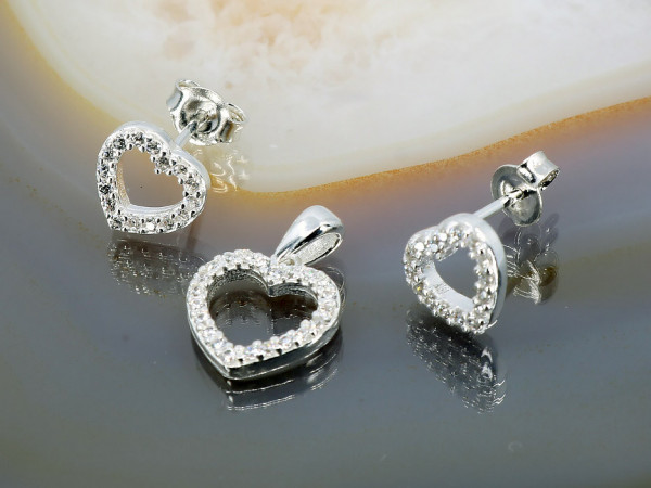 Set de Argint 925 model Inima cu Cristale Zirconia 1368