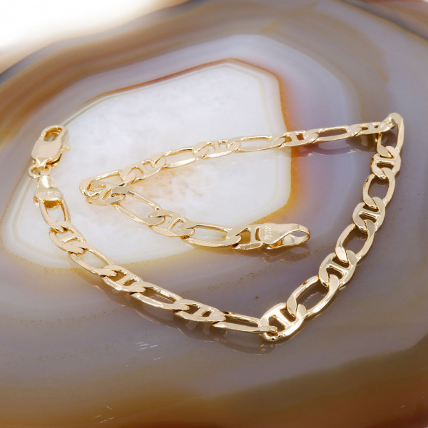 Bratara Unisex Placata cu Galben 18K cu Zale Plate tip 1+1 cod 1480