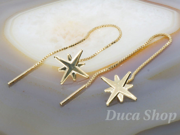 Cercei cu Fir Lung model Stea Placati cu Aur 18K plc2867