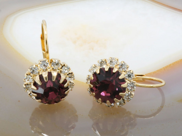 Cercei Placati cu Aur 18K cu Cristale Zirconia Mov 2840