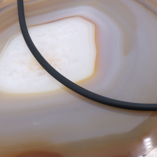 Colier din Silicon 3mm Negru cu elemente de Argint c1577