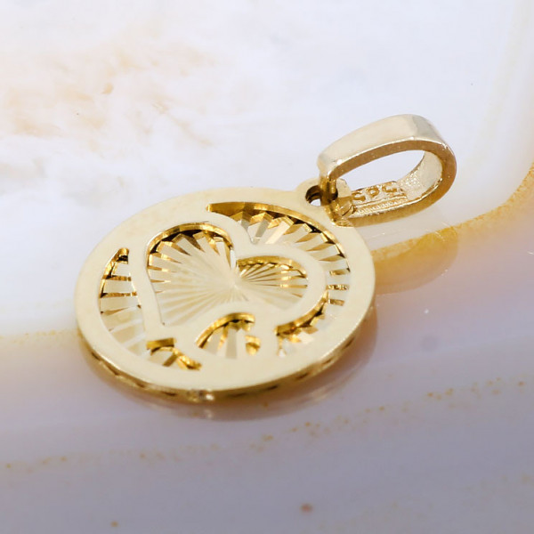 Pandantiv Rotund din Aur 14K 585 model Inimi cod 525