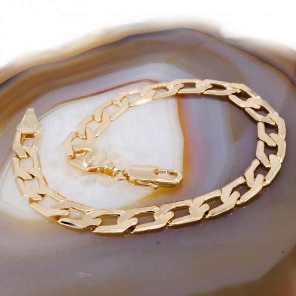 Bratara Unisex Placata cu Galben 18K cu Zale mari Plate tip 1-1 c1481
