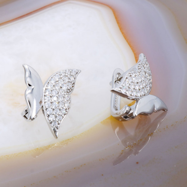 Cercei din Argint 925 model Fluture cu Cristale cod 3337