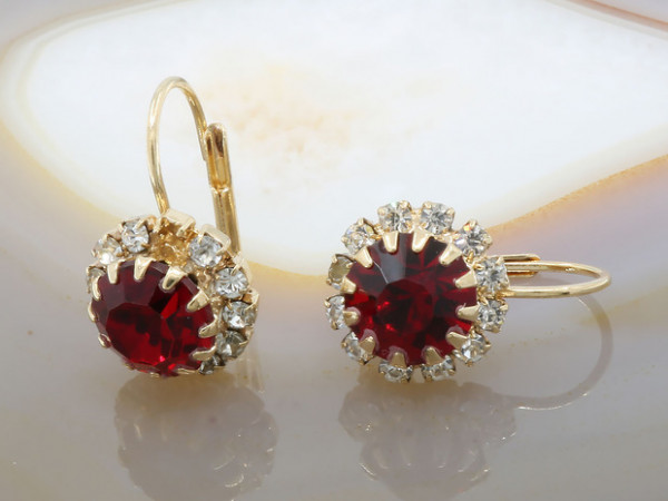 Cercei Placati cu Aur 18K cu Cristale Zirconia Rosii 2852
