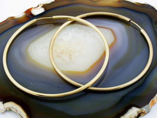 Cercei Placati cu Aur 18k, model Mare, Rotund, cod 1643