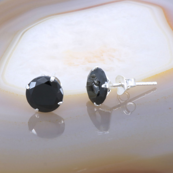 Cercei Unisex din Argint 925 Rotunzi cu Cristal Zirconia Negru cod 3230