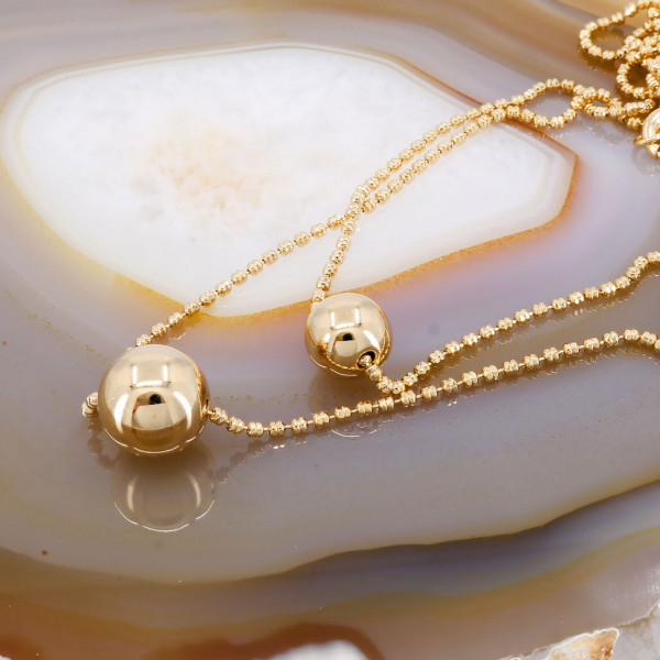 Colier Bobite Placat cu Aur Galben 18K cu Pandantive Bile cod 1059