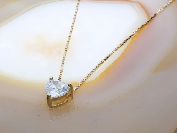 Colier Placat cu Aur 18K cu Pandantiv Cristal Zirconia in forma de Inima 889