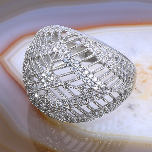 Inel de Argint 925 model Brodat Elegant Fantezie cu Cristale Zirconia 2303